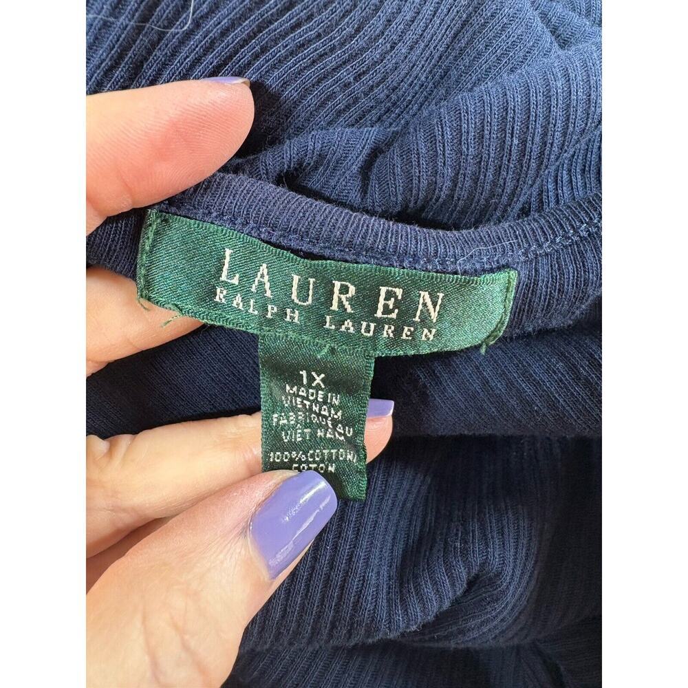 Ralph Lauren Top Womens Size 1X Navy Ribbed Zipper Sophisticated Boat Neck Knit‎ - Picture 10 of 11